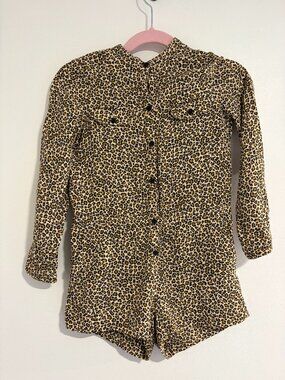 Bonpoint leopard print romper with pockets size 6